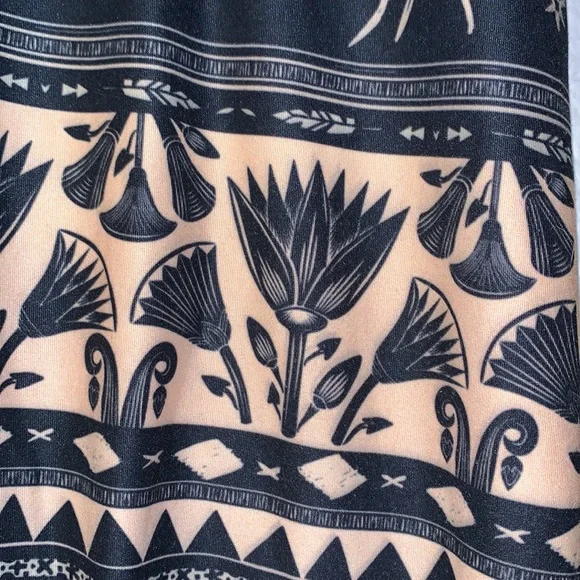 Rare Teeki leggings full length navy tan floral moon star antlers nature boho XS